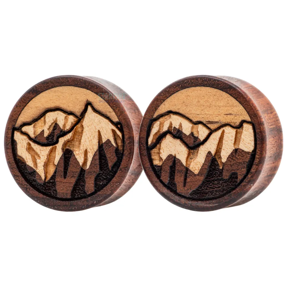 Winter Mountain Range Wood Inlay Plugs