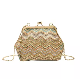 Zig Zag Pattern Gold Trim Handbag